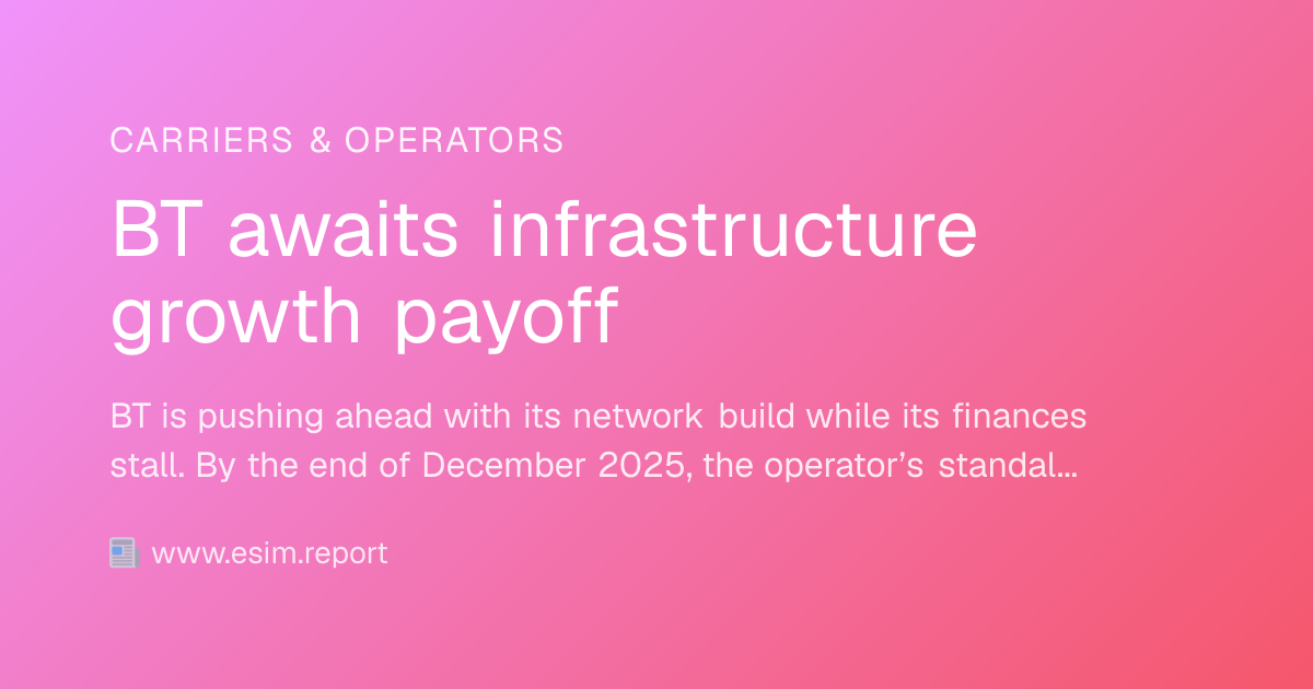 BT awaits infrastructure growth payoff - eSIM Report